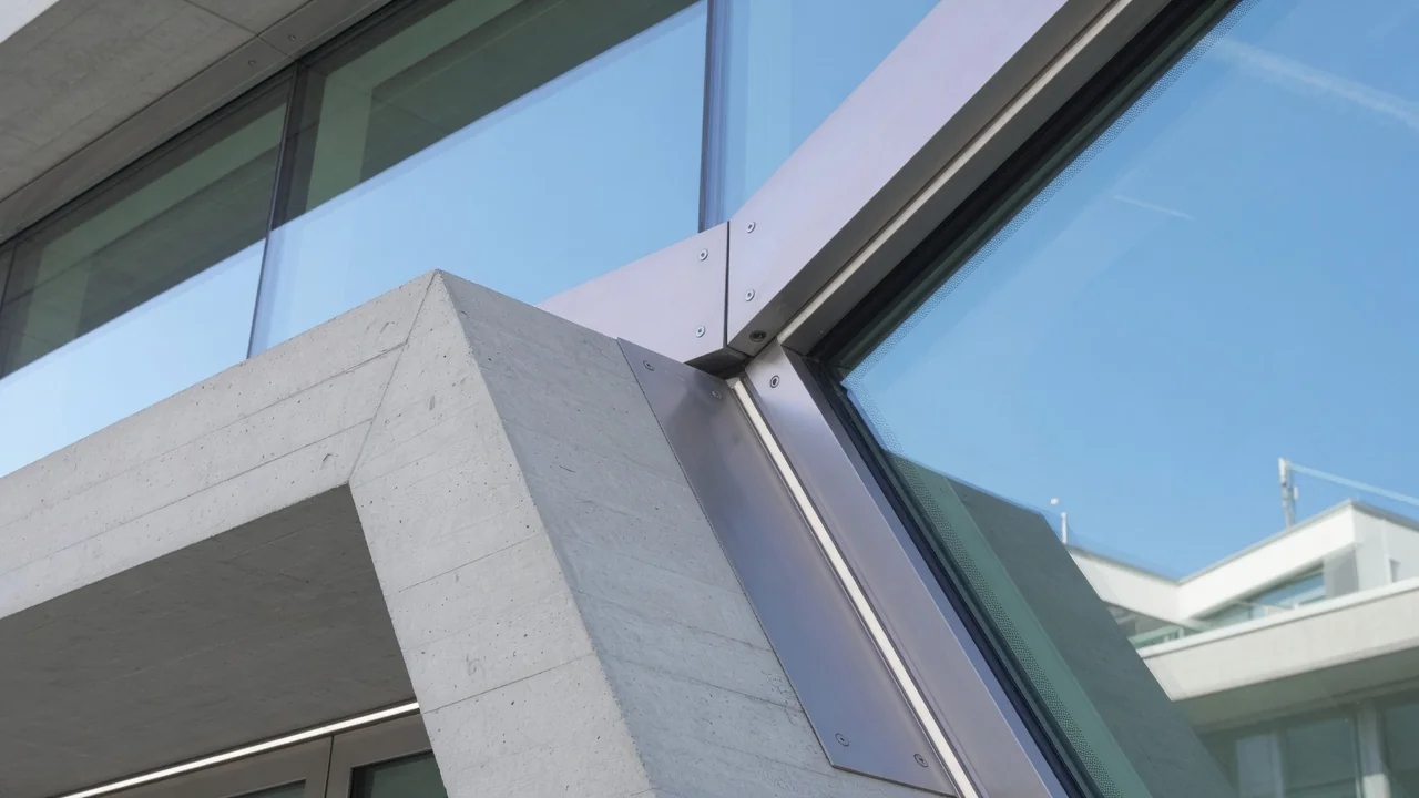 Detail moderner Schweizer Architektur mit klaren Linien